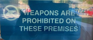 The anti-weapon sign outside of the science hallway.