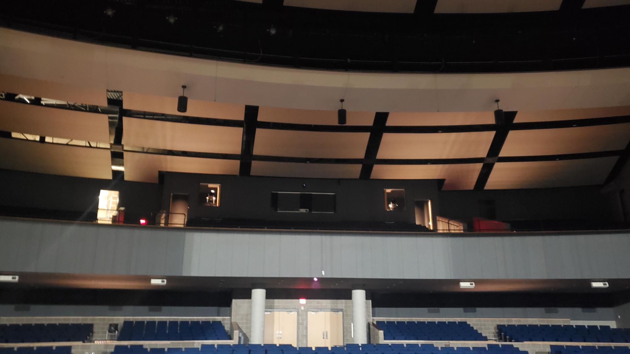 The newly-renovated auditorium is now equipped with speakers and an up-to-date lighting system. 
