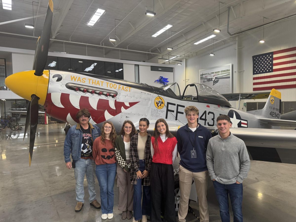 A group of seniors worked with Summit Aviation on their senior project. 
Left to right, Kelly Deeds, General Manager, Abigail Dinan, 12, Olivia Dinan, 12, Brianna Vargas Herrera, 12, Tinley Harris, 12, Collin Joy, 12, and Miller Bohannon, 12. They had met with the General Manager and interviewed different employees.

Photo | Lisa Cassidy