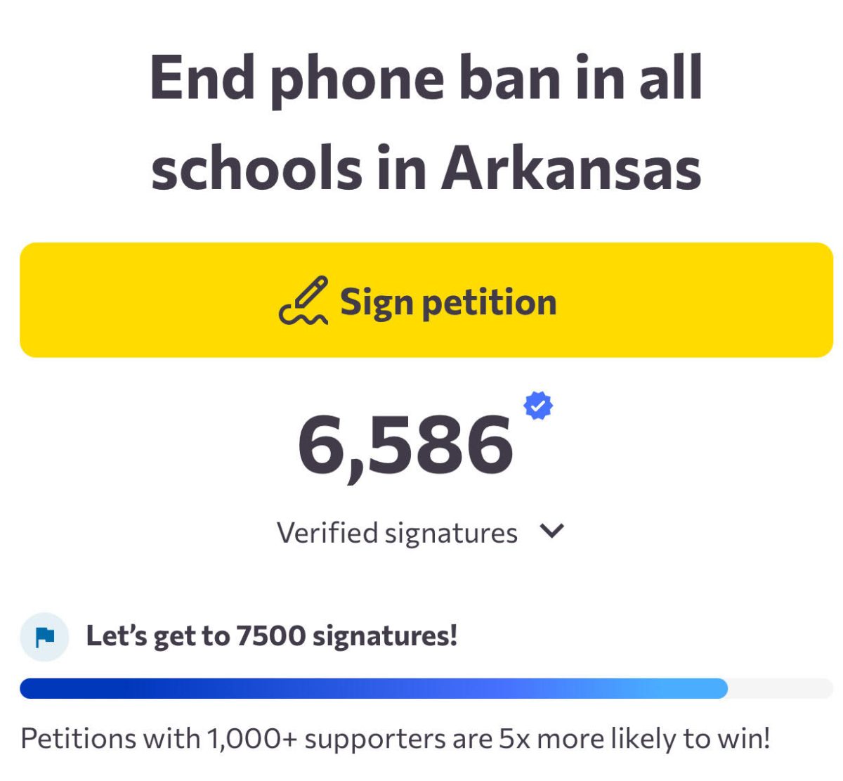 Online petition to end phone ban